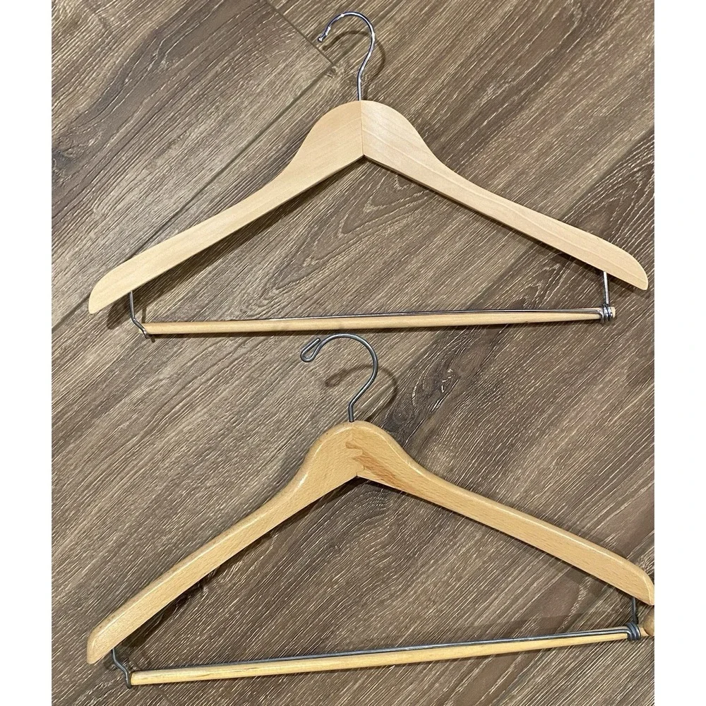 Vintage Lot 9 Wooden Suit Coat Hangers 6 Have Pants Bar Dowel